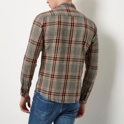 Grey Only & Sons and red check shirt